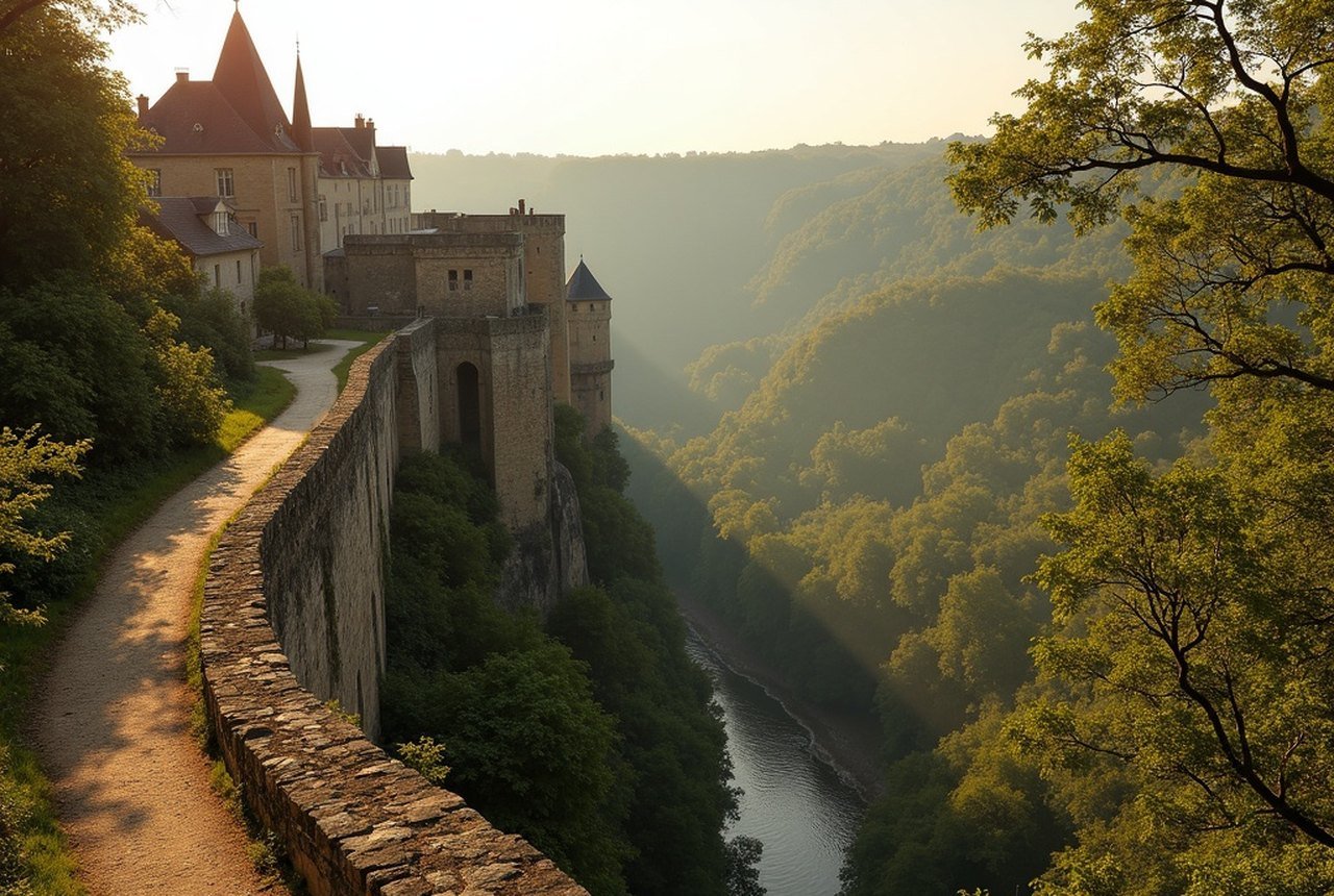 The rampart walk looking over the Varenne gorge