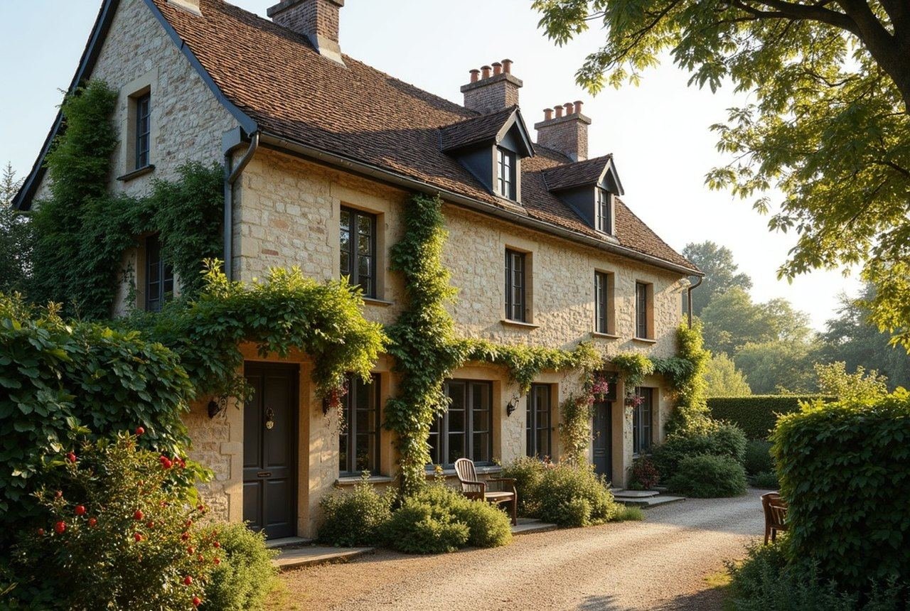 A chambre d'hôtes or farmhouse exterior in the bocage